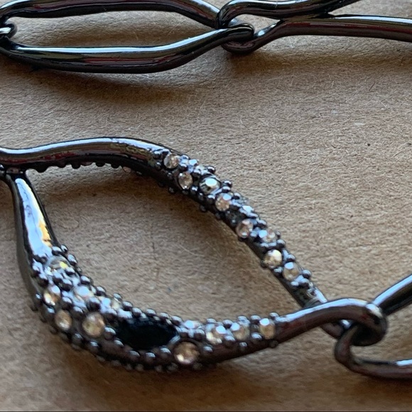 ALEXIS BITTAR • Long Gunmetal Curb & Custom Sculpted Double Sided Link Necklace - Picture 2 of 8